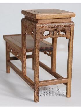 鸡翅高低实木台博古架展示架小花架紫砂茶壶花瓶连底托厂家直销