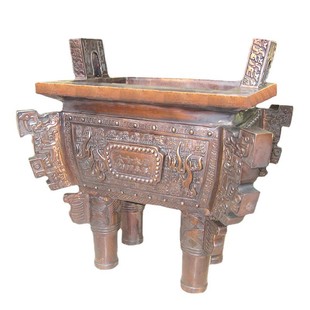 纯铜铜鼎摆件青铜器四足方鼎庙宇供奉香炉鼎盛千秋铸铜雕铜器摆件