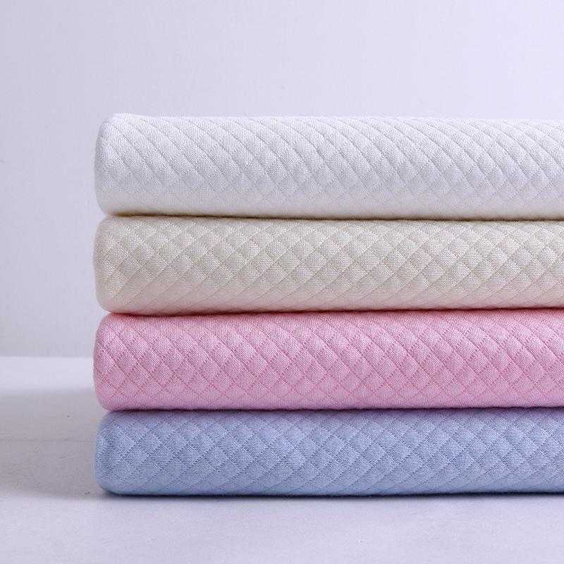 正面莫代尔空气层莫代尔棉夹丝枕套面料小格子针织提花夹棉布料