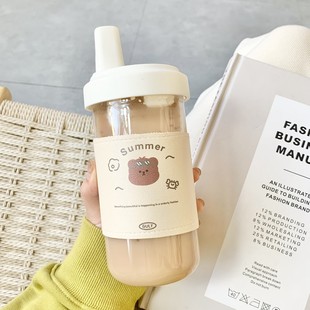 日本吸珍珠奶茶杯玻璃豆浆早餐杯家用便携外带上班族大容量果 推荐