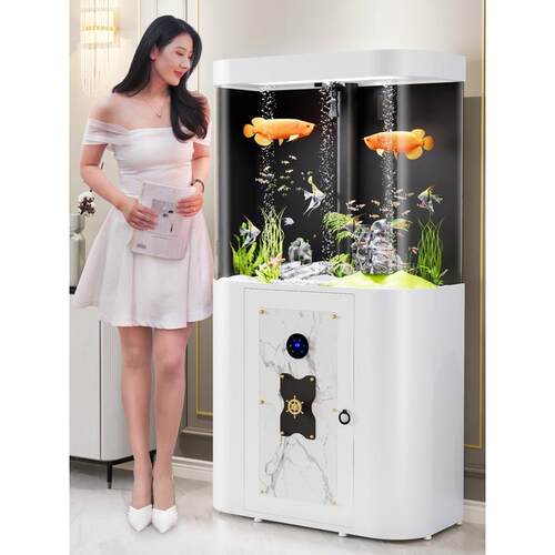 依华莱斯网红鱼缸圆弧水族箱鱼缸客厅中型金鱼缸观赏缸亚克力落地