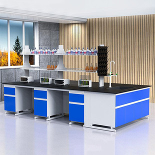 热销钢化学实验台全钢实验室工作台实验桌木检测试验台中央边台操