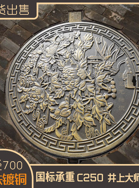 广场步行街彩绘装饰艺术铜井盖镀铜加工现货文化球墨铸铁包铜地雕