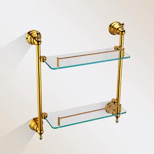 热销新款欧式浴室置物架平台酒店卫生间玻璃双层厨卫挂件套装厂家