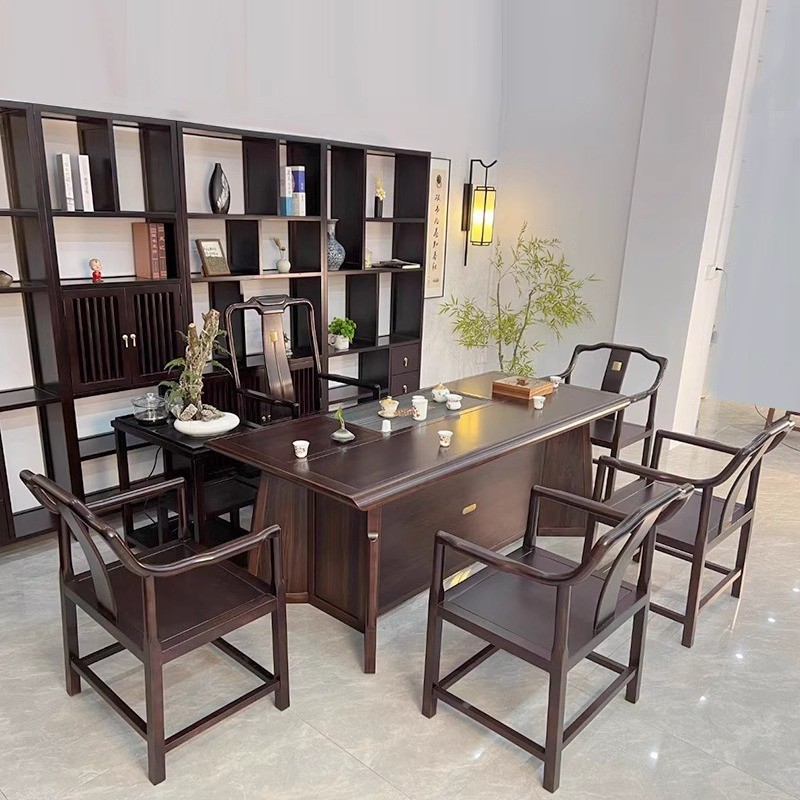 新中式泡茶台家用阳台功夫茶几禅意办公室实木茶桌椅组合茶艺桌