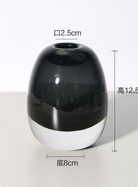 日式手作套色工艺品花瓶 圆润厚重玻璃花瓶装饰水培工艺装饰摆件