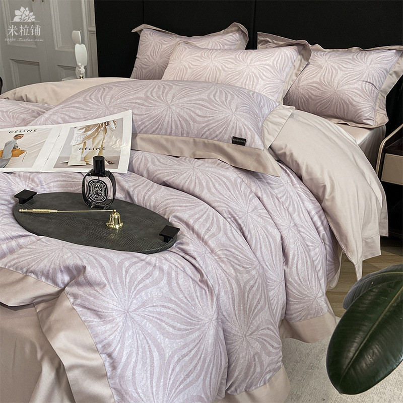 1vpr轻奢风美式100支床上四件套长绒棉全棉床单被套印花春夏4件套