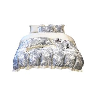 轻奢风60支兰精天丝四件套夏季 xyt美式 冰丝床单印花山水床上用品