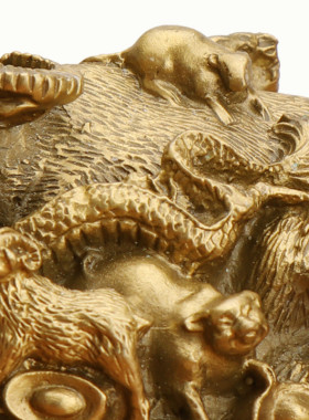 杨铜记十二生肖牛家居牛金钱客厅摆件铜牛工艺品牛十二生肖牛组