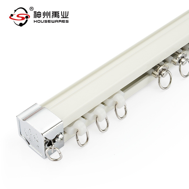 静音批发 铝合金加厚厂家滑轮滑轨窗帘杆 单双轨顶装直轨窗帘轨道