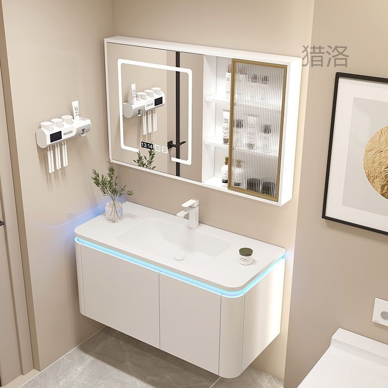 热销卫生间洗脸池洗漱台厕所奶油色可丽耐洗手浴室柜组合盆小户型