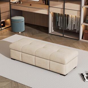 奶油风储物床尾凳意式衣帽间沙发凳极收纳换鞋凳休息长条凳脚踏