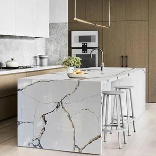 零硅鱼肚白岛台石英石大板餐桌飘窗橱柜人造石吧台餐桌