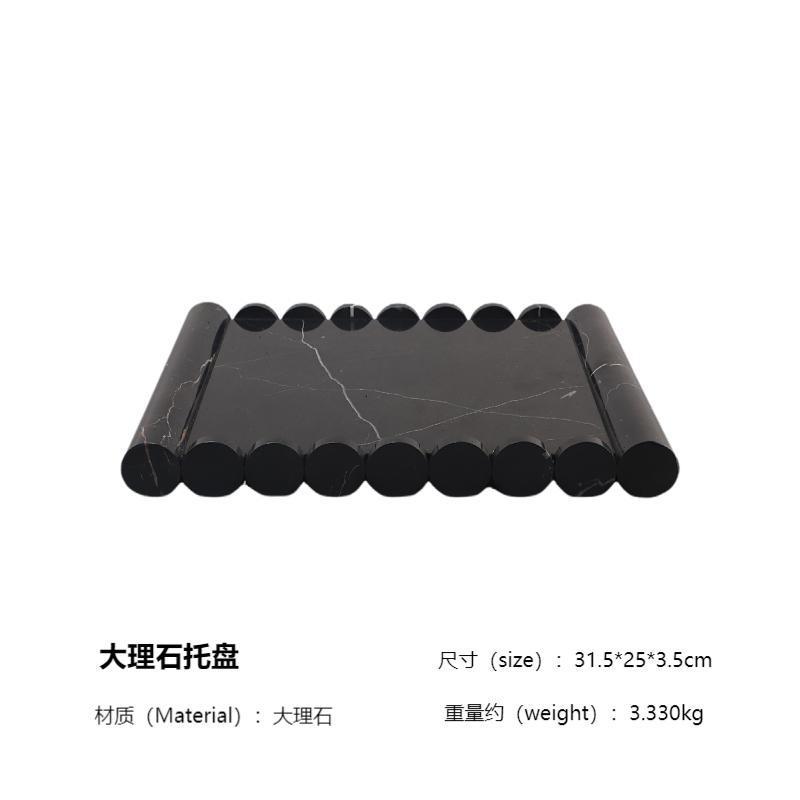 简约现代创意大理石洞石几何客厅摆件托盘卧室首饰收纳盘软装饰品
