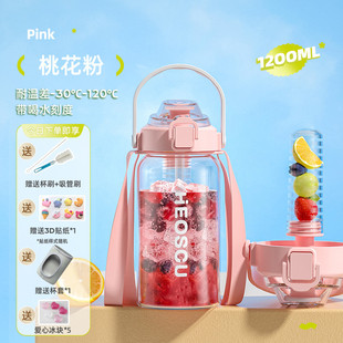 6e3x大容量玻璃水杯子耐高温女生高颜夏天值2000ml便携带吸管大肚