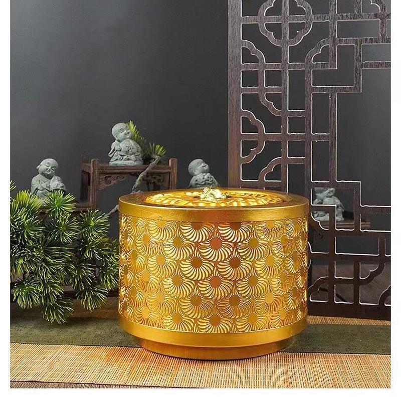 装饰摆件流水摆件金属镂空图案创意桌面简约现代室内景观加湿礼品