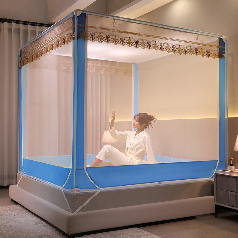 jw外穿杆底式宝宝防摔全底蚊帐1.35x1.5x1.9m床2x2米回坐床加密方