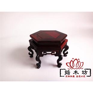 红酸枝六角形方台定制实木雕刻佛像花瓶奇石茶壶工艺品摆件特价