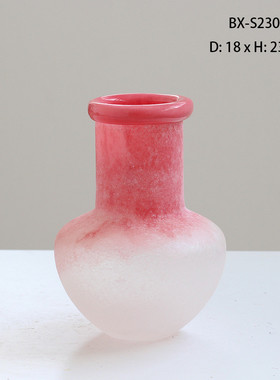 美式手工复古风不规则卷口渐变磨砂花瓶客厅餐桌电视柜家居品批发