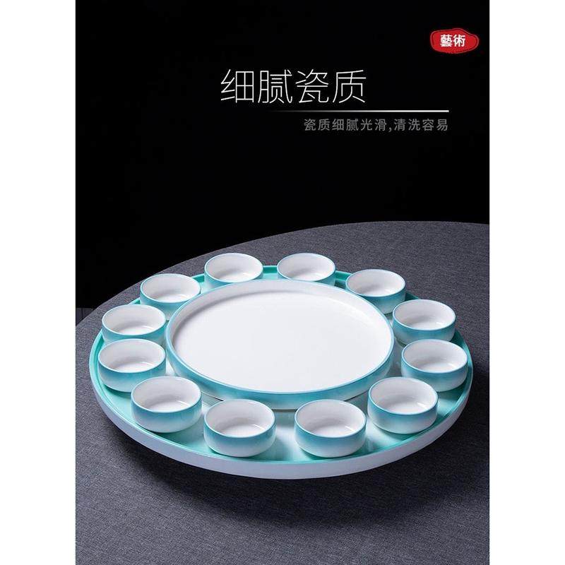 热销龙腾四海龙虾摆盘圆形陶瓷创意组合海鲜网红拼盘干冰刺身意境,餐饮具,餐用托盘,淘宝优惠券,粉丝福利购,淘宝优惠卷