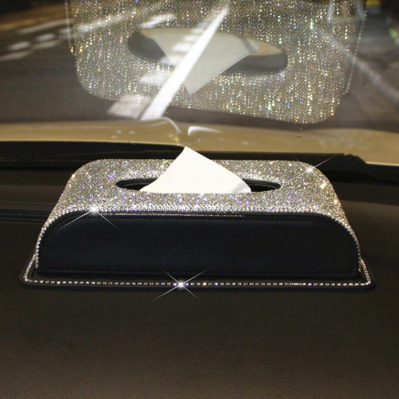 热销gov车载纸巾盒带高挡时尚停车牌镶钻女汽车用可爱座式车内中