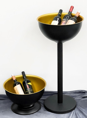 p616立式连架香槟桶加厚金属不锈钢冰酒盆家用ktv冰桶酒吧户外冰