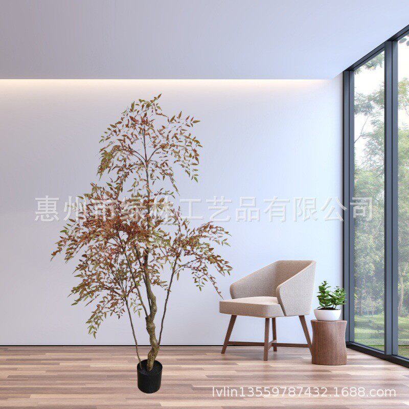 绿南天竹网红室内盆栽假绿植批发仿真树落地盆栽批发仿真仿真