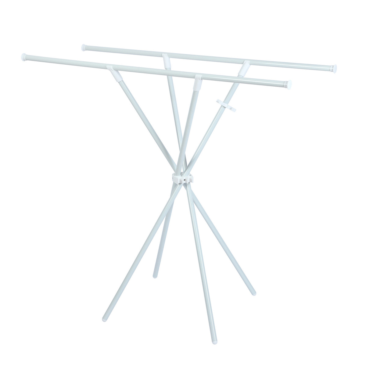 可不锈钢折叠晾晒架免安装宿舍家用晾衣架双杆魔术伸缩晾衣杆批发