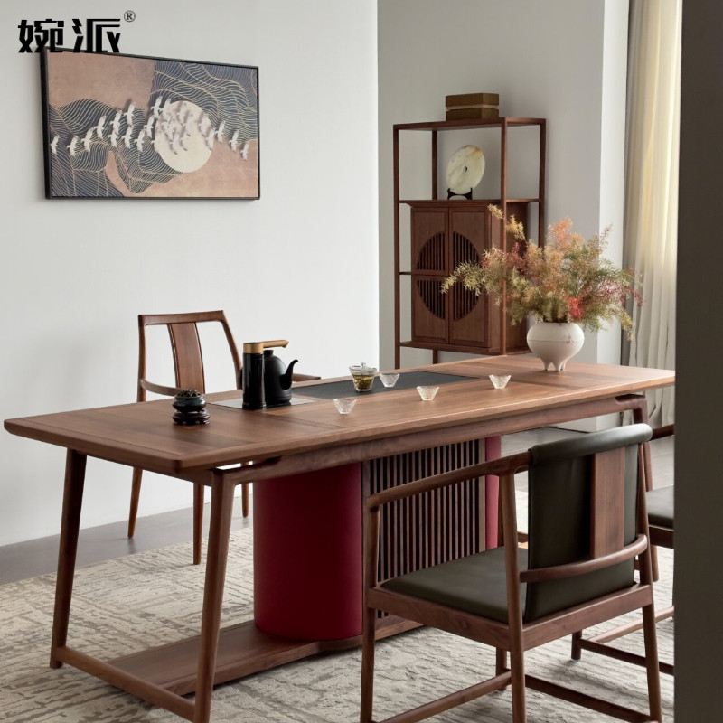 hf2x木功夫泡茶桌实木白蜡新中式茶桌椅组合茶室禅意简约茶台