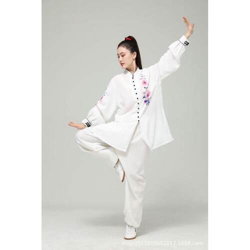 一举成功星光麻练功服太极服女印花批发比赛男款飘逸武术晨练中长