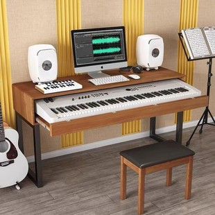编曲桌电钢琴收纳桌电子琴88键midi键盘工作台 MHY实木琴桌书桌式