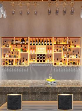 m3no批发葡萄酒吧酒吧吧台酒柜靠墙壁挂式餐厅铁艺展示架清红酒架