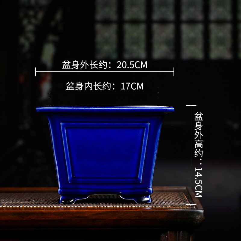 批发宜兴紫砂花盆陶方口正瓷釉蝴蝶兰多肉文竹盆简约中号有孔透气