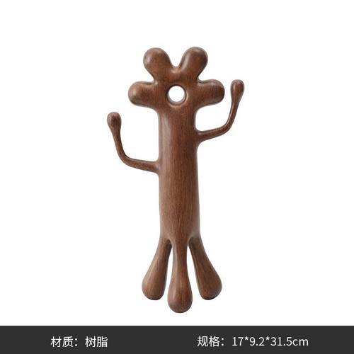 极简原木风抽象木人花树脂摆件儿童房电视柜样板间桌面趣味装饰品