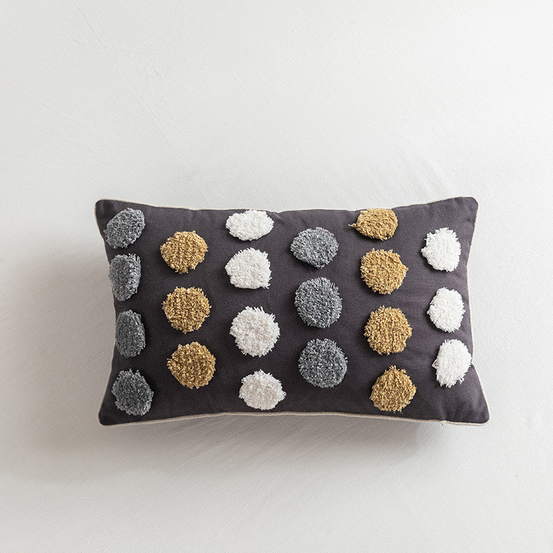 北欧ins样板房抱枕套不含芯现代简约全棉帆布腰靠套簇绒装饰靠垫