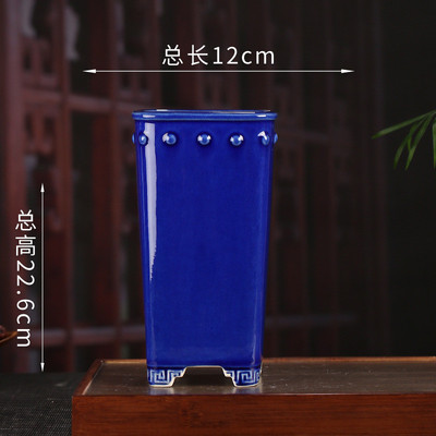 鼓丁四方兽头兰花盆紫砂釉宜兴批发水张治诚室内摆件ylh11ylh112