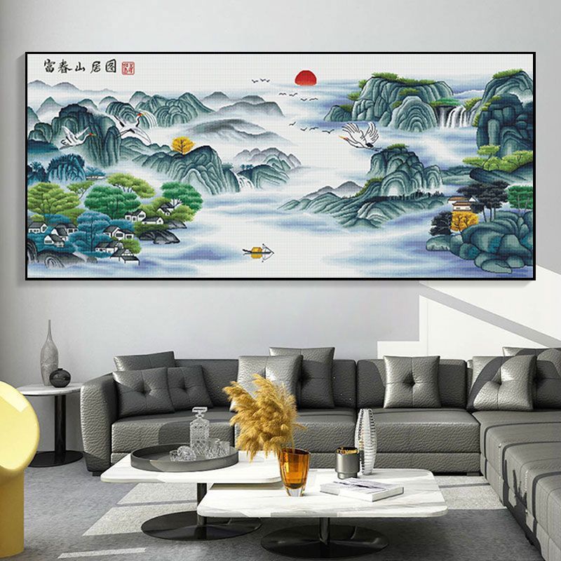 新款十字绣大画富春山居山水2023新款印花大幅线绣十字绣自己绣