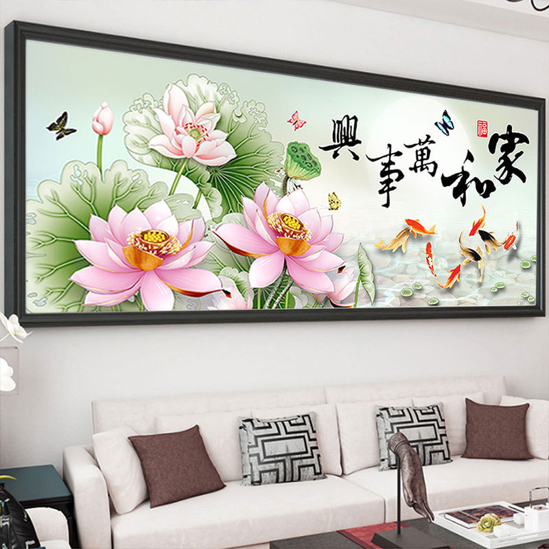 热销钻石画满钻2023年新款5d客厅家和万事兴十字绣线绣大气花点贴