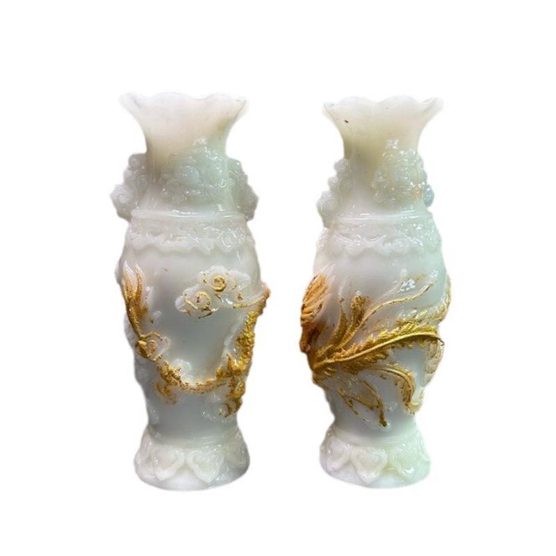 厂家批发树脂龙凤花瓶摆件仿古玉瓶子摆设客厅工艺品摆件店铺古玩