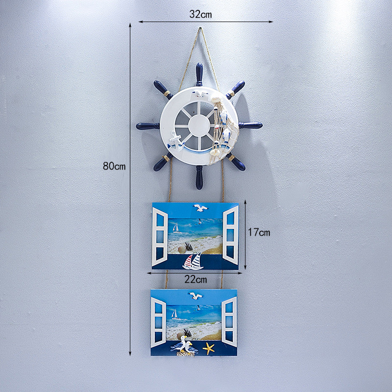地中海风格创意舵手三联壁相框三连串壁挂像框照片墙家居装饰挂件