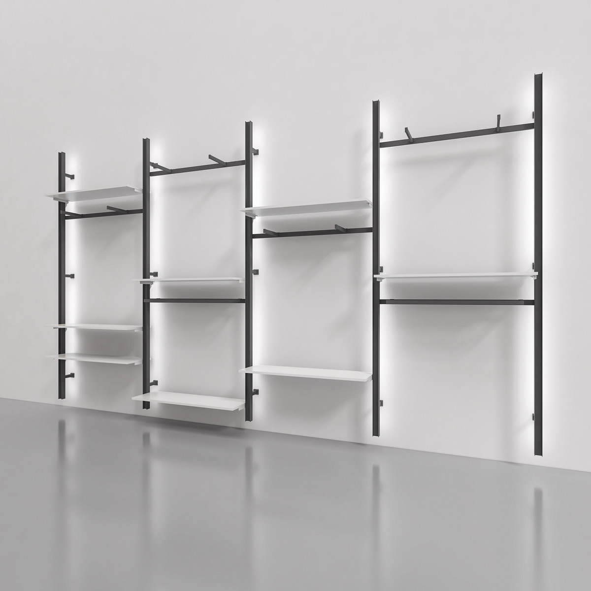 极简男装货架墙壁直播专用架子挂衣带灯男服装店展示架陈列架上墙