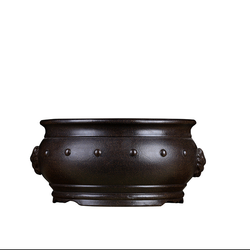 紫砂兰花盆黑松古典老庄大号榕树阳台摆件客厅盆景盆手工陶瓷批发