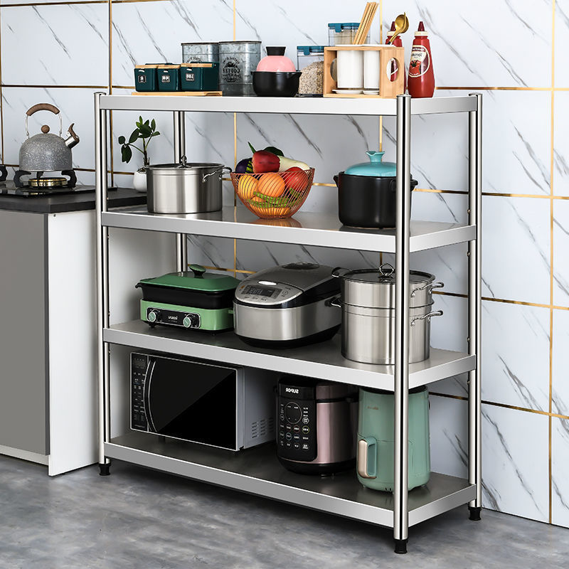 厨房置物架不锈钢货架落地无收纳架六层五层架子微波炉烤箱架多层