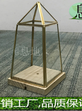 18072c包邮工厂直销灯罩开口铜条金色几何玻璃火树银花底部批发