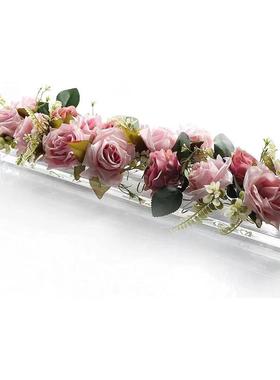 透明亚克力花瓶花盆ins风北欧轻奢水培长方形家居花盒收纳架