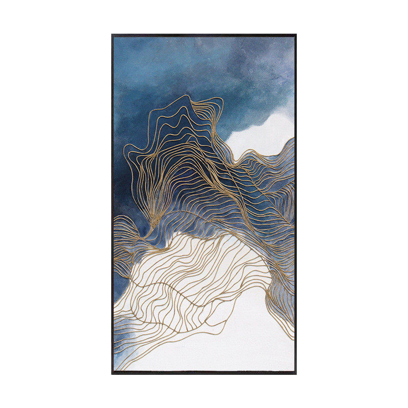 海阔天空壁画抽象挂画客厅沙发背景墙三联画蓝色意境酒店装饰画