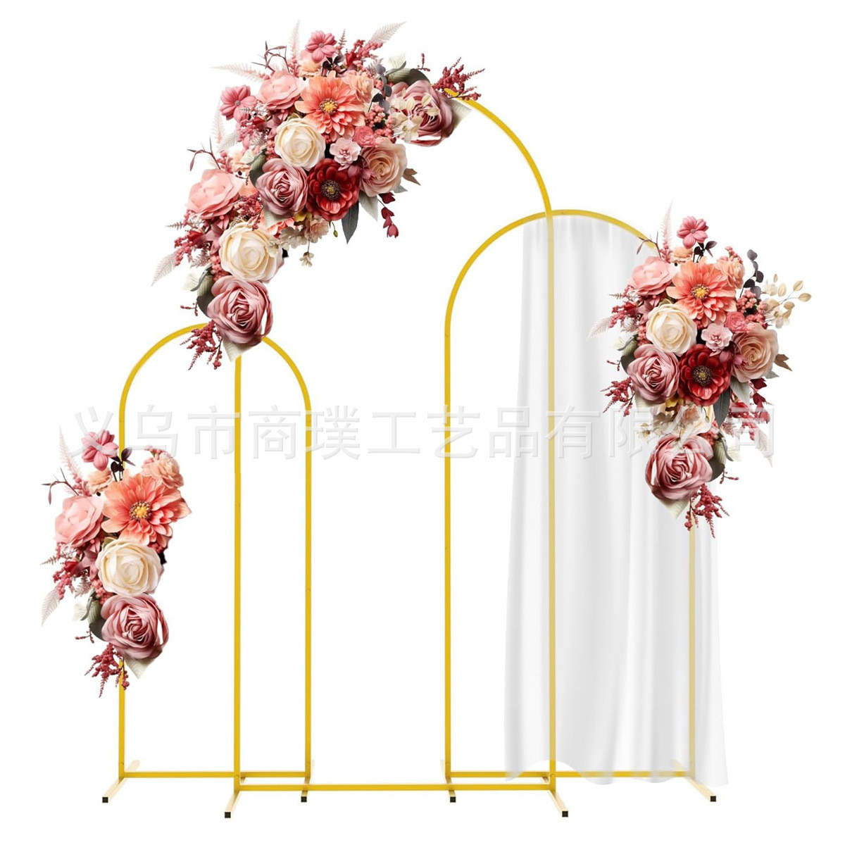 新款婚庆户外气球拱门屏风铁艺花架圆环婚礼舞台架子派对装饰背景