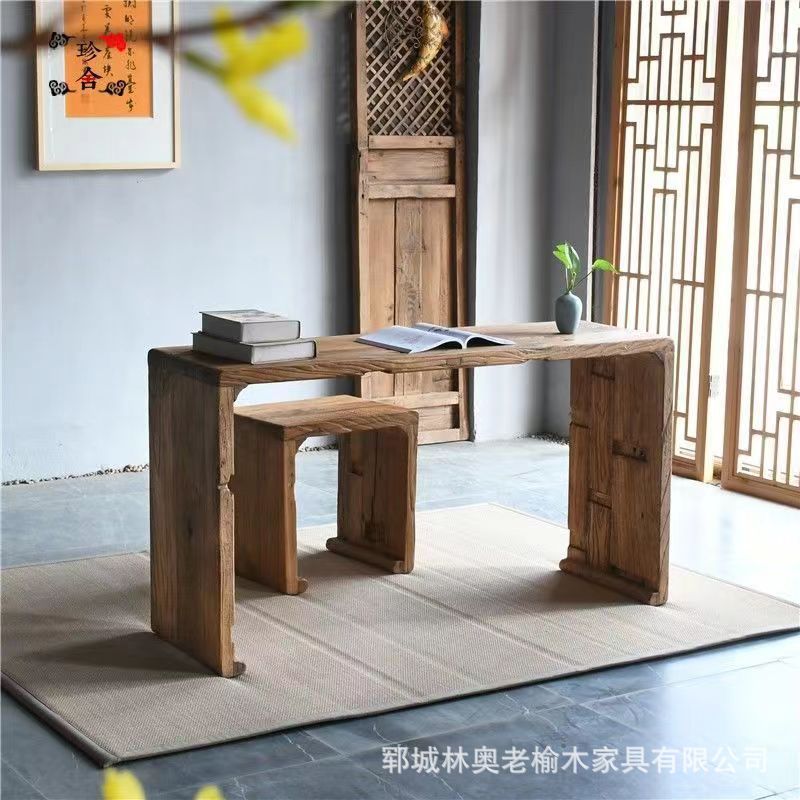 老榆木仿古琴长方形共鸣实木茶桌国学古筝桌书法桌实木桌画画桌