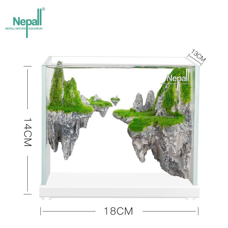 Nepall天空之城小鱼缸养鱼专用办公桌面家用摆件水族金鱼造景鱼缸图片