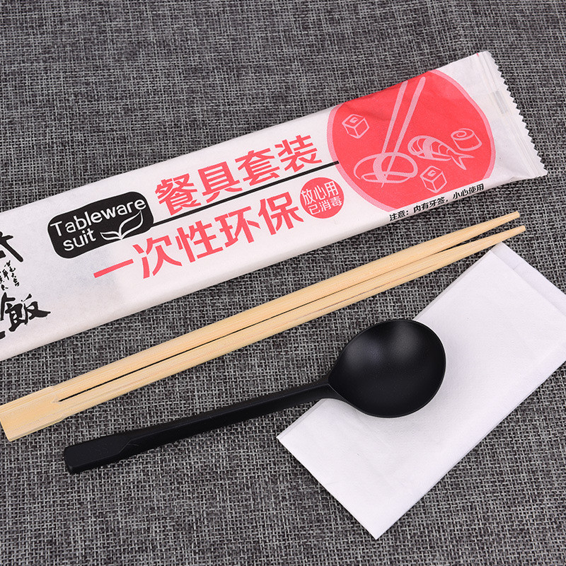 一一次性筷子勺子套装四件套纸膜包装高档外卖四合厂家直销可定制